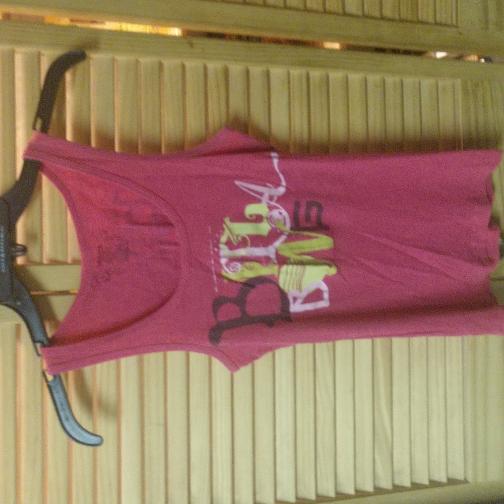 Billabong Brand Hot Pink Stretch Tank W/Light Pink, Lime Green & Purple Graphics